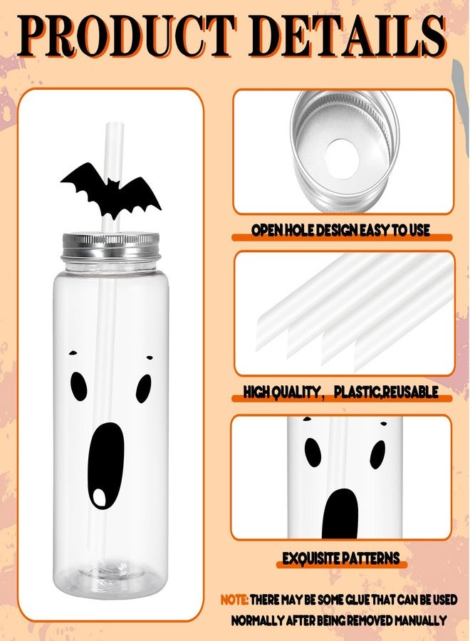 JarThenaAMCS مجموعة أكواب بلاستيكية من JarThenaAMCS، 20 قطعة، بتصميمات خفافيش وأشباح، مثالية للهالوين، مع أغطية وماصات، مناسبة للمشروبات الساخنة والباردة، لتزيين حفلات أعياد الميلاد، سعة 14 أونصة. - Image 3